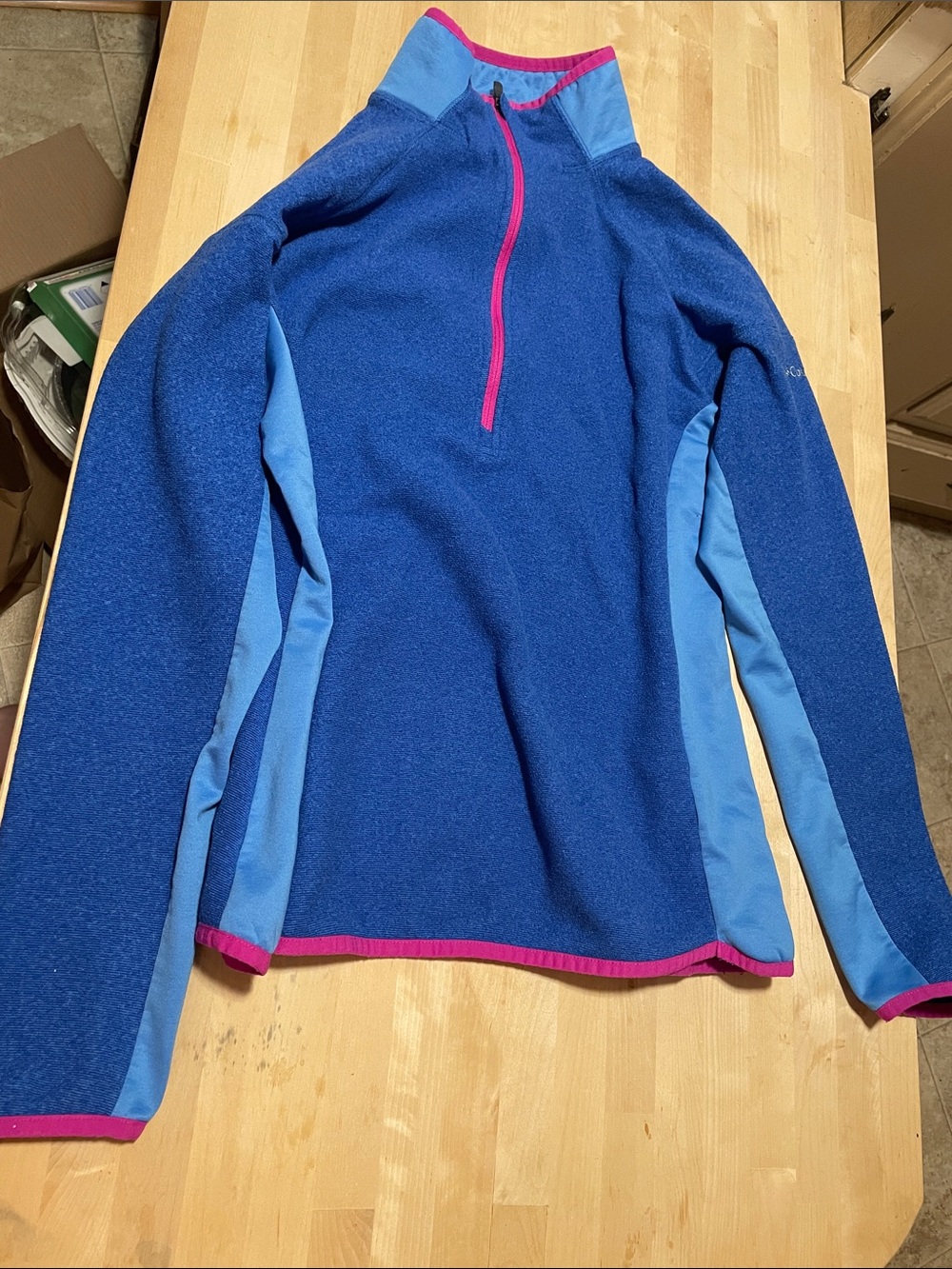Columbia Blue and Light Blue Ski Fleece with Pink Trim